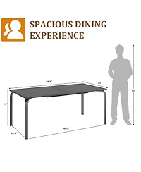 homfan Outdoor Aluminum Patio Dining Table with Slatted Top and 2.0 in. Umbrella Hole, Rectangle Table for Patio and Garden