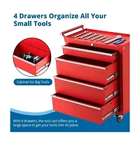 Gaomon 4-Drawer Portable Tool Storage Cart, Rolling Tool Chest Cabinet, Lockable Toolbox Organizer