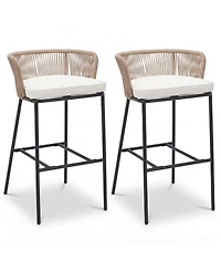 Slickblue Outdoor Bar Stools Set of 2 Woven Rope Patio Chairs