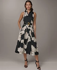 Donna Karan New York Petite Belted Sleeveless Shirt Dress