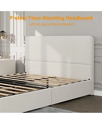 homfan Upholstered Platform Bed Frame with Headboard and 2 Storage Drawers, Wood Slat Support