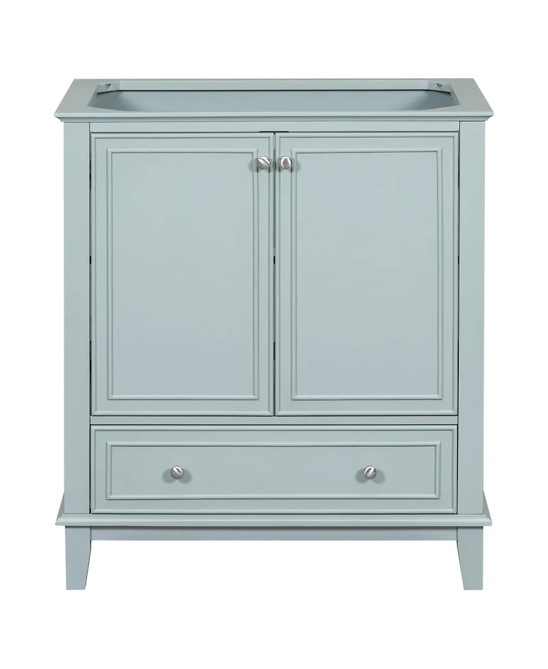 Sillysis 29.5 Inch Freestanding Bathroom Vanity Base with Adjustable Shelf, Solid Wood and Mdf Storage Cabinet