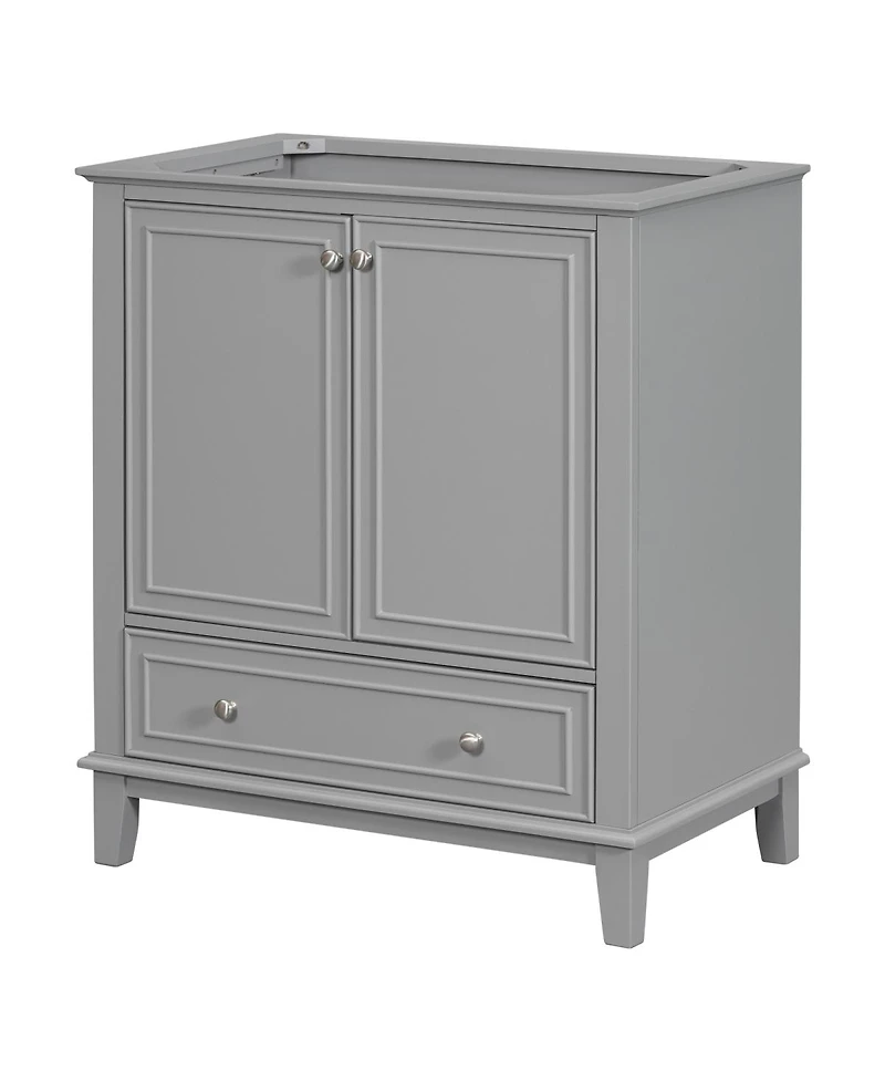 Sillysis 29.5 Inch Freestanding Bathroom Vanity Base with Adjustable Shelf, Solid Wood and Mdf Storage Cabinet