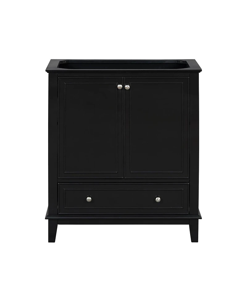 Sillysis 29.5 Inch Freestanding Bathroom Vanity Base with Adjustable Shelf, Solid Wood and Mdf Storage Cabinet
