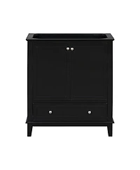 Sillysis 29.5 Inch Freestanding Bathroom Vanity Base with Adjustable Shelf, Solid Wood and Mdf Storage Cabinet