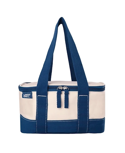 Lands' End Rectangular Small Cooler Bag Insulated 1.5 Gal, Canvas Soft with Tote Handles and Zip Closure