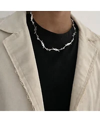 Rebl Jewelry Silver Barbed Wire Necklace