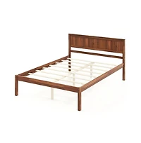 Full Size Wooden Bed Frame with Headboard and Slat Support-Full Size