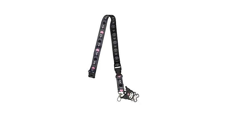 Kuromi Hearts & Skulls Black Lanyard With Character Charm