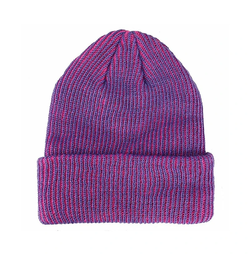 JoJo's Bizarre Adventure Men's JoJo's Bizarre Logo Flat Embroidery on Pink Purple Two-Tone Ribbed Acrylic Knitted Beanie Hat
