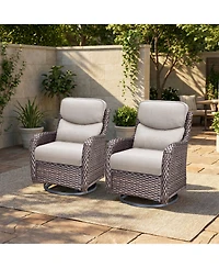 Pocassy Outdoor Swivel Rocker Patio Chairs-High Back Wicker Chairs Set of 2,Pe Chair Furniture Sets with 5in Cushions