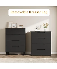 homfan 4 Dresser for Bedroom, 41.7" Tall Dresser, Freestanding Vertical Drawer Cabinet with Storage, Wooden Closet Storage Chest Living Room
