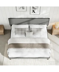 homfan Upholstered Platform Bed Frame with Quilted Headboard, Wooden Slats and Quiet Support