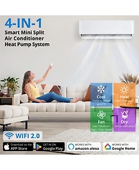 Xo 18000 Btu Mini Split Ac and Heat Pump, 23 SEER2 Inverter, WiFi and Alexa, Cools 1250 Sq. Ft, 208/230V Kit