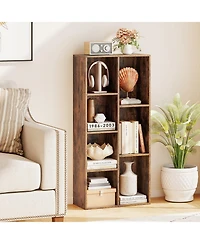 Gymax 7-Cube Bookcase Vertical or Horizontal Freestanding Bookshelf with 7 Compartments