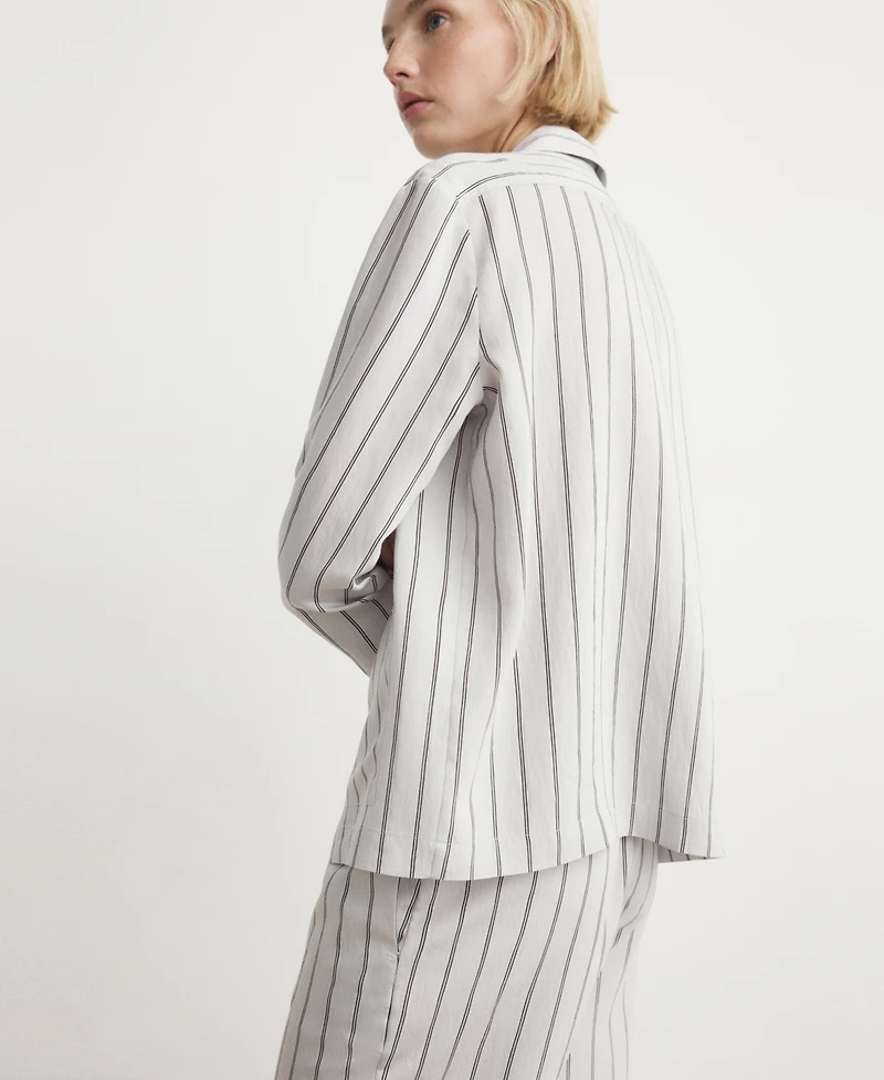 Mango Women's Front Pocket Striped Pajama Shirt