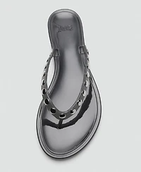 Mango Women's Vinyl Straps Studded Sandals