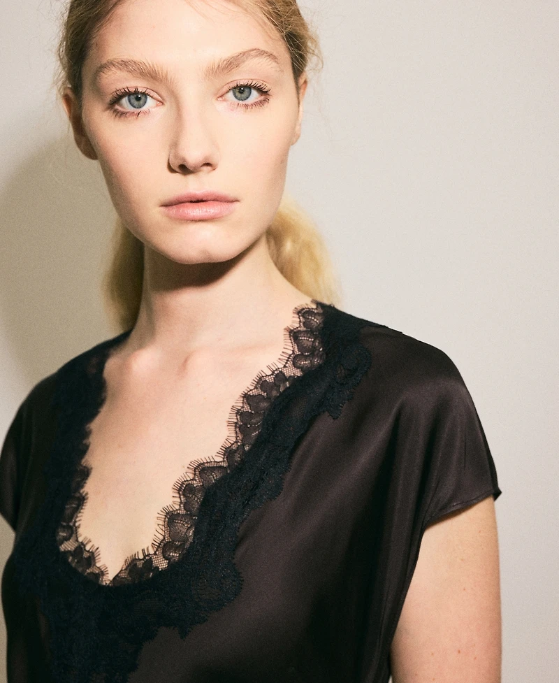 Mango Women's Satin Lace Dress