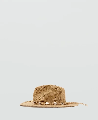 Mango Women's Shells Detail Natural-Fiber Hat
