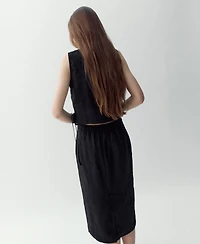 Mango Women's Bows Linen Top