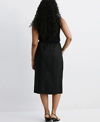 Mango Women's Linen Midi Skirt