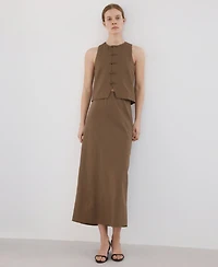 Mango Women's Linen Toggle Vest