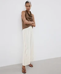 Mango Women's Openwork-Embroidered Palazzo Pants