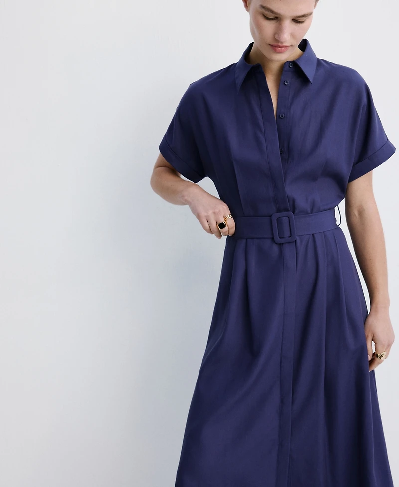 Mango Women's Belted Lyocell Shirtdress