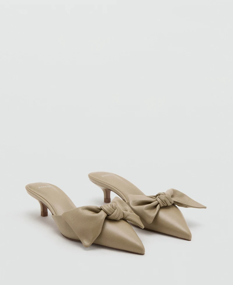 Mango Women's Bow Heeled Leather Shoes