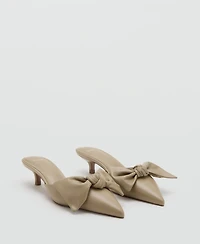 Mango Women's Bow Heeled Leather Shoes