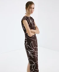 Mango Women's Printed Ruched Dress