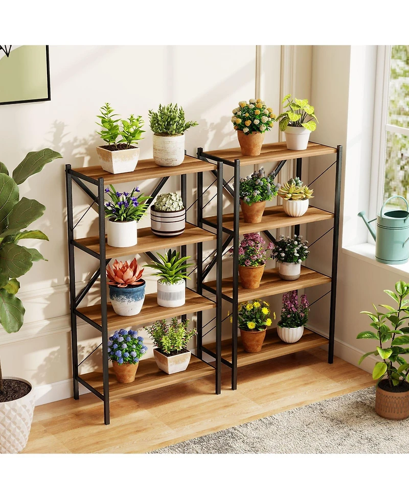 Gymax 4-Tier Bookshelf Book Holder with Heavy-Duty Metal Frame for Living Room