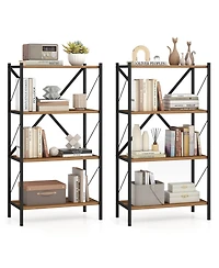 Gymax 4-Tier Bookshelf Book Holder with Heavy-Duty Metal Frame for Living Room