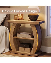 Tribesigns 3-Tier Side Table with Curved Frame Set of 2, Farmhouse Narrow Bedside Table, Wooden End Table