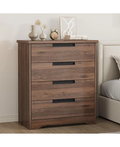 gaomon 4 Drawers Nightstand for Bedroom, Modern Bedside Table with Built-in Handles Design, For Living Room, Bedroom, Entryway