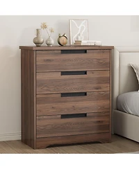 gaomon 4 Drawers Nightstand for Bedroom, Modern Bedside Table with Built-in Handles Design, For Living Room, Bedroom, Entryway