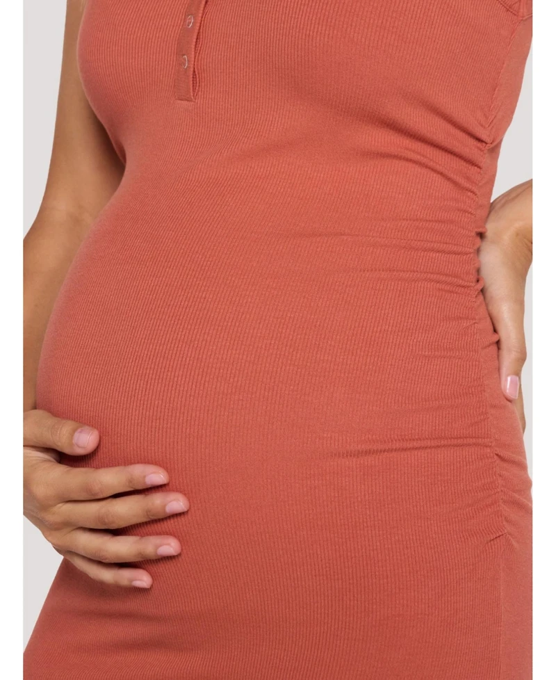 Motherhood Maternity Sleeveless Henley Racerback Midi Dress