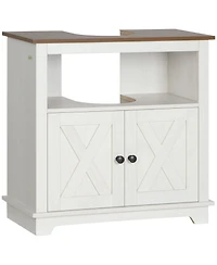 Busdays White Farmhouse Bathroom Sink Cabinet Pedestal Sink Storage Cabinet with Double Doors and Shelves
