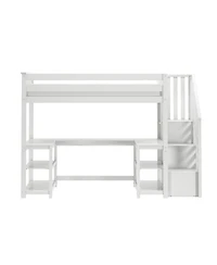 Max & Lily Classic Twin High Loft (ladder on end), Wraparound Desk And Staircase