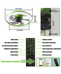 Clihome Ceiling Fans with Lights Dimmable Led Embedded Installation