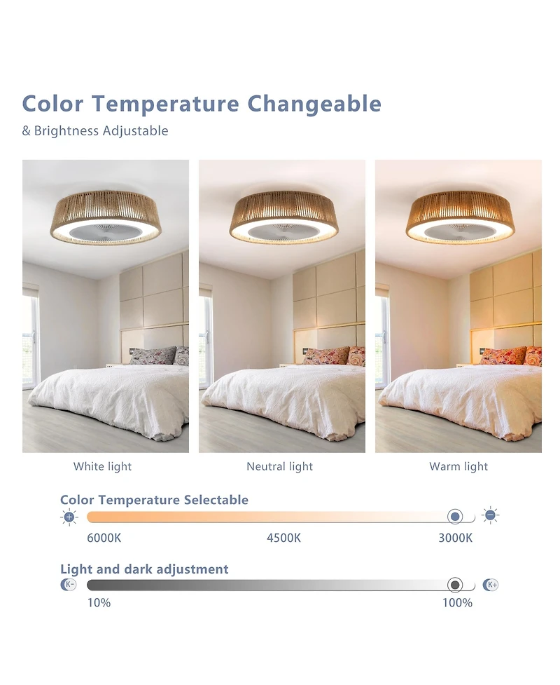 Clihome 21 inch Ceiling Fan Light, Silent Remote Control with Timing Function, Adjustable Color Temperature