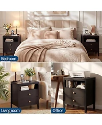 gaomon Wood Nightstand with Charging Station
