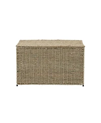 Household Essentials Large Woven Paper Rope Storage Chest with Hinged Lid and Integrated Handles
