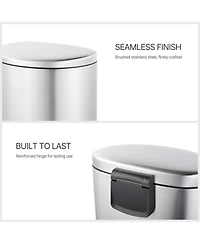 Mega Casa 40 Liter Stainless Steel Semi-round Step-on Trash Can for Kitchen