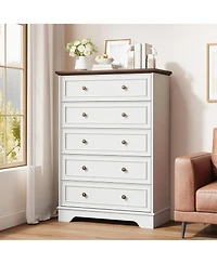 gaomon 5 Drawer Dresser for Bedroom, Vertical Chest of Drawers, Farmhouse Tall Cabinet Organizer for Living Room, Hallway