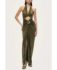 Nocturne Women's Cut-Out Halter Maxi Dress