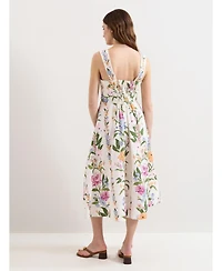 Phase Eight Women's Lucia Linen Blend Square Neck Midi Dress