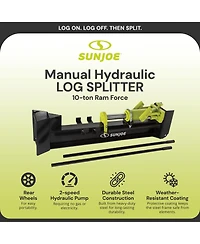 Sun Joe Hydraulic Steel Beam Log Splitter, 10 Ton Capacity Firewood Tool, LJ10M