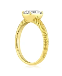 Simona Elegant Radiant-Cut Solitaire Cz Designed Band Ring