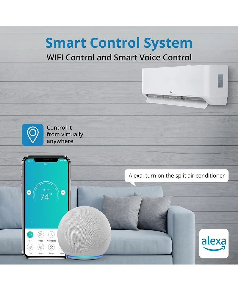 Xo 24 SEER2 9,000 Btu Mini Split Ac and Heat Pump, Cools/Heats Up to 450 Sq.Ft, 115V